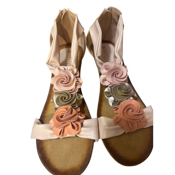 Patrizia By Spring Step Womens Floral Wedge Sandals Size 9 Tan & Pink - Picture 2 of 9